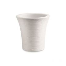 Vaso tondo in resina Mimosa 30 cm. Bianco