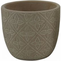 Vaso tondo piccolo da esterno giardino in fibra di argilla decorata marrone Bergenia