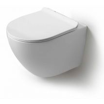 Kiamami Valentina - Cuvette De Wc Suspendue En Céramique Sans Rebord Avec Abattant Folk
