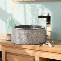 Wanda Collection - Vasque 35cm lave main salle de bain en marbre Elbe gris
