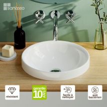 Lavaberg - Vasque à encastrer érik Minéral Composite Blanc Brillant Ronde 40cmH12.7cm by Sanizéo