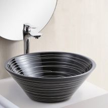 Rue Du Bain - Vasque pour salle de bain Bol - Céramique Noire rainurée Blanc - 42 cm Gap