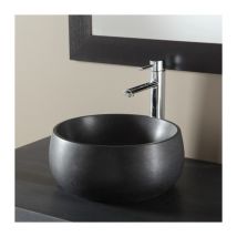 Planetebain - Vasque à poser bol en pierre noire absolue et forme de bol