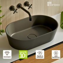 Lavaberg - Vasque à poser karin Minéral Composite Noir Mat Ovale 4738H16.6cm by Sanizéo