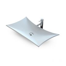 Ambra - leaf - Vasque rectangulaire à poser - Design Elégant et Raffiné - Solide et Robuste - Entretien Facile - Blanc - 38 x 60 x 7 cm