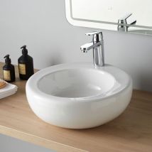 Planetebain - Vasque à poser en bol et céramique blanche