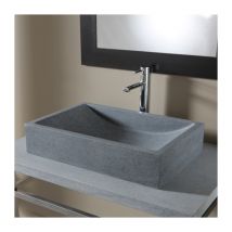 Planetebain - Vasque à poser en pierre naturelle Versailles Gris ardoisé