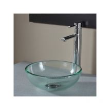 Planetebain - Vasque à poser ronde petit diamètre 31 cm en verre transparent