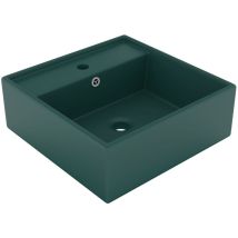 Design In - Vasque à poser Lavabo,Bac à laver,Évier carré à trop-plein Vert foncé mat 41x41 cm Céramique CFW46410