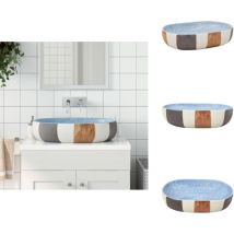Vasque à poser multicolore ovale 59x40x14 cm céramique - Lavabo - Évier Salle De Bain - Vasque à Poser - Lavabo Design - Lavabo Céramique