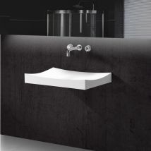 Rue Du Bain - Lavabo Suspendu Rectangulaire Solid surface Blanc Mat 68x45 cm - Unic