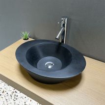Byca - Vasque à poser ovale Bornéo - 50 cm noir en Terrazzo