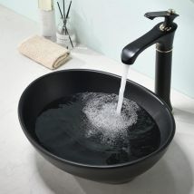 Vasque à Poser Ovale Noir Mat,Lavabo Ovale Classique en Céramique,Évier de Salle de Bain - 41 x 34 x 14.5cm