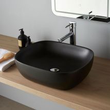Planetebain - Vasque à poser rectangulaire noire 49.5 x 40.5 - Manille