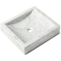 Ro'ma Nature - Vasque à poser rectangulaire véritable Marbre - 45x40x10 cm - Blanc