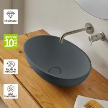 Resigres - Vasque à poser, Ovale L47,3l32,4H14,5cm, lavabo salle de bain Résigrès Altéa Graphite , Solid Surface