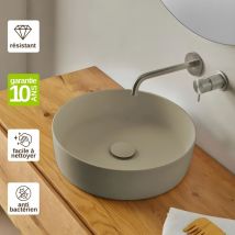 Resigres - Vasque à poser, Ronde Ø39H10,5cm, lavabo salle de bain Résigrès Badia Beige , Solid Surface