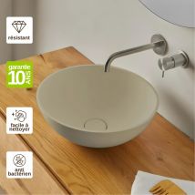 Resigres - Vasque à poser, Ronde Ø37,4H14,5cm, lavabo salle de bain Résigrès Canuta Beige , Solid Surface