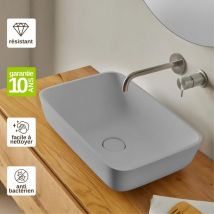Resigres - Vasque à poser, Rectangle L47,4l32,4H14,8cm, lavabo salle de bain Résigrès Javéa Gris , Solid Surface