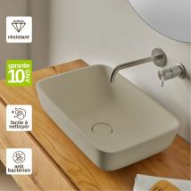 Resigres - Vasque à poser, Rectangle L47,4l32,4H14,8cm, lavabo salle de bain Résigrès Javéa Beige , Solid Surface