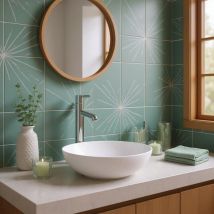 Ambra - Colección Boléa - Lavabo sobre encimera redondo de 40 cm en Solid Surface