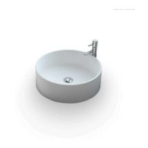 Lavabo redondo sobre encimera Doria 45 cm - Resina mineral - Blanco mate - 9 kg - Garantía 2 años