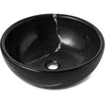 Ro'ma Nature - Vasque à poser ronde véritable Marbre - 42x15 cm - Noir