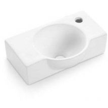Bathco - Vasque céramique Lave-Mains à fixer venecia - Blanc Brillant - L400 x l265 x H110 mm