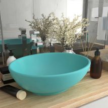 Le Poisson Qui Jardine - Vasque de Salle de Bain Ovale. Turquoise Mat. Lavabo moderne sans Mitigeur - Turquoise