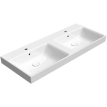GSI - Vasque double en céramique nubes 120x50, blanc ExtraGlaze