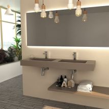 Sanycces - Vasque double suspendue surface ardoisée clever duo Cappuccino