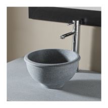 Planetebain - Vasque à poser bol en pierre gris style rétro