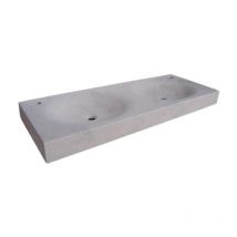 Comptoir Des Pierres - Vasque en pierre Nuits double - 120 x 45 x 10 - Charmot Clair Adouci