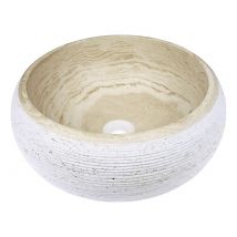 Cristina Ondyna - Vasque en pierre ronde à poser Sable rayé Ø42cm - Ondyna UR2405
