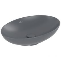 Villeroy&boch - Vasque ovale à poser villeroy et boch Loop and Friends non meulé 56 x 38 Graphite CeramicPlus sans trop plein