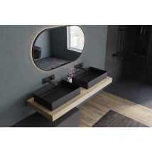 Vasque Lavabo rectangulaire à poser en acier inoxydable sur meuble de salle de bain NT12 - 52,4x34,4x11 cm - Couleur au choix Noir mat - Bernstein