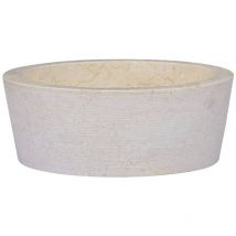 Bonnevie - Vasque à poser Lavabo à poser pour salle de bain - Crème Ø40x15 cm Marbre BV699829