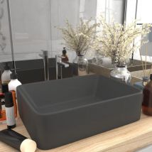Vasque à poser Lavabo à poser pour salle de bain - Gris foncé mat 41x30x12 cm Céramique BV516585 - BonneVie
