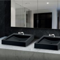 Delabie - Vasque à Poser - Rectangulaire - Avec Trou de Robinnetterie - 39,5 cm - Inox Noir - unito