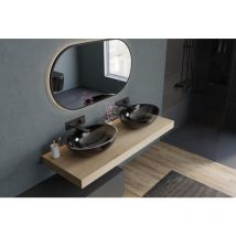 Vasque à poser TWA62 en résine synthétique transparente - 50 x 35 x 15 cm - Noir brillant Avec raccord d'évacuation, Avec Revêtement supplémentaire