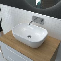 Aurlane - Vasque rectangle blanche en céramique à poser - 46x33x13.5cm - pop crib