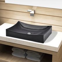 Prolenta Premium - Vasque rectangulaire céramique Noir pour salle de bain