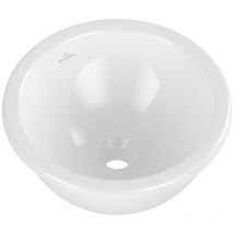 Vasque 45 x 45 ronde à encastrer par-dessous villeroy et boch Loop & Friends TitanCeram stone white avec trop plein