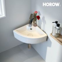 Vasque Lavabo salle de bain, céramique Petit wc invités, vasque à poser salle de bain montage mural avec trop-plein-46 x 32 x 12.5 cm