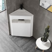 Bernstein - Vasque totem d'angle en fonte minérale TWZ70 - blanc mat - 50 x 50 x 90 cm