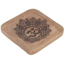Piccolo vassoio decorativo etnico in legno Mandala Om