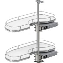 Karussell Eckschrank Cornerstone Maxx Set Planero - Schrankauszug Küche - moderner Organizer für den Eckschrank, kb 800mm fb 400mm links, Stahl/Holz