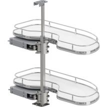 Karussell Eckschrank Cornerstone Maxx Set Planero - Schrankauszug Küche - moderner Organizer für den Eckschrank, kb 800mm fb 400mm rechts, Stahl/Holz