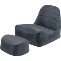 Veeva - Pouf Fauteuil et Repose-Pieds Vista, xl Poufs d'intérieur et d'extérieur, Gris