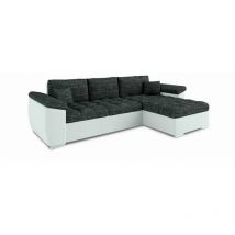 Romano - Vegas Universal L-Shape Corner Sofa Bed - Dark Grey & White